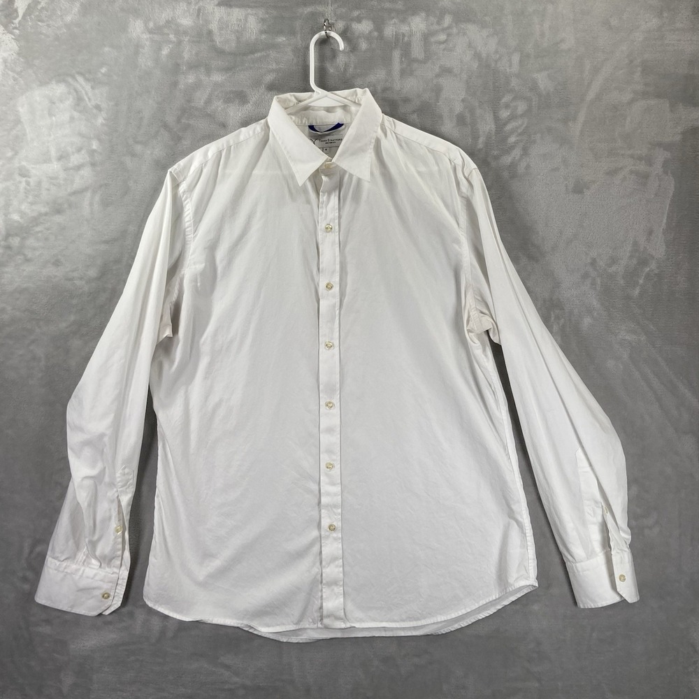 Teddy Stratford NYC Shirt men's 6 XXL Zip Fit Button Up White Long Sleeve Casual